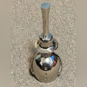 Crate & Barrel Christmas Polished Silver Metal 8” Snowman Dinner Bell